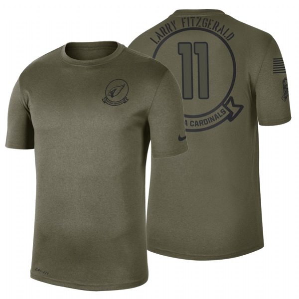 Exquisite Arizona Cardinals #11 Larry Fitzgerald Olive 2019 Salute To Service Sideline NFL T Shirt Limited stock Order now to show your love for the Cardinals