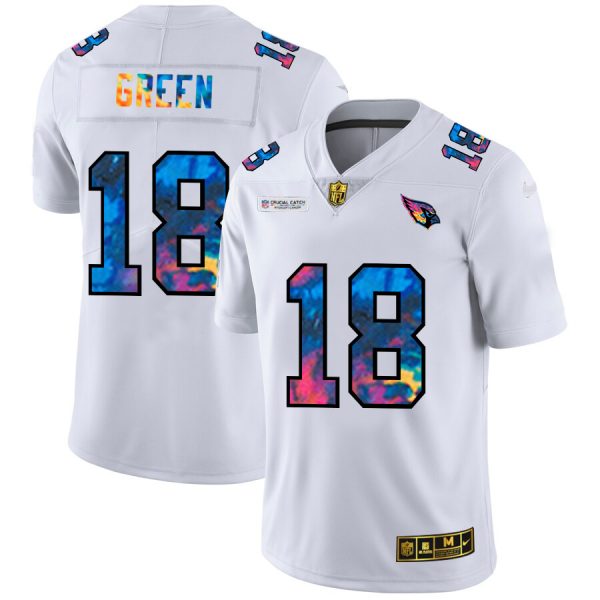 Top notch Arizona Cardinals #18 A.J. Green Men's White Multi Color 2020 NFL Crucial Catch Limited NFL Jersey Hurry Exclusive offer Place your order for a Cardinals jersey immediately