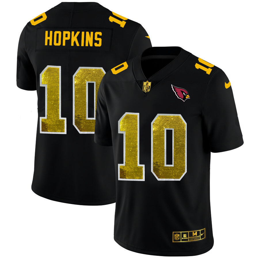 Premium Arizona Cardinals #10 DeAndre Hopkins Men's Black Golden Sequin Vapor Limited NFL Jersey Act fast Only a few left Secure your Cardinals jersey today