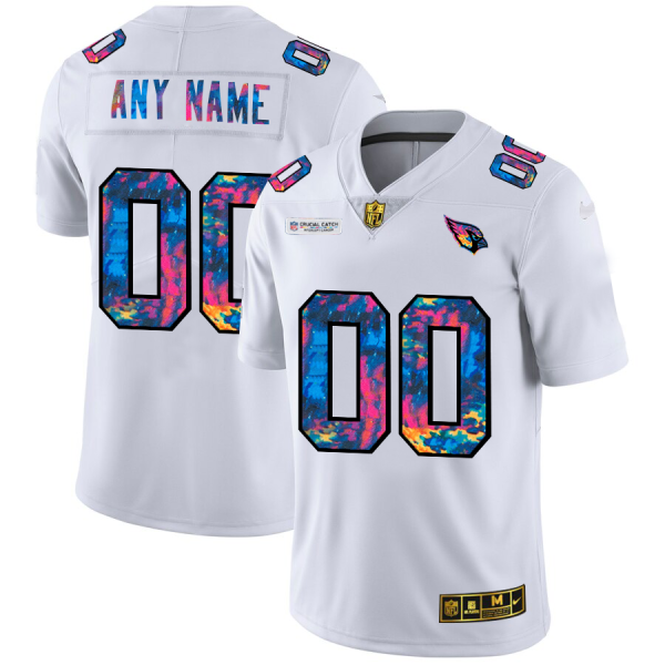 Premium Arizona Cardinals Custom Men's White Multi Color 2020 NFL Crucial Catch Limited NFL Jersey Collectors this is a must have Add this Cardinals jersey to your collection