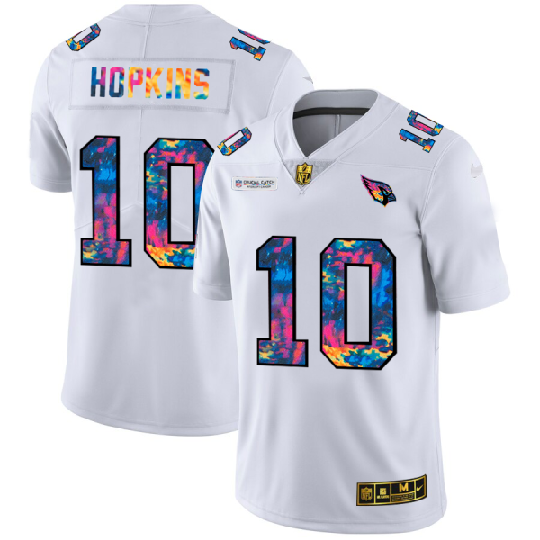 Premium Arizona Cardinals #10 DeAndre Hopkins Men's White Multi Color 2020 NFL Crucial Catch Limited NFL Jersey Retailers boost your inventory Order these popular Cardinals jerseys