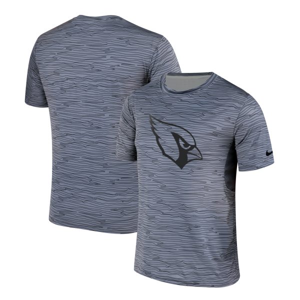 Spectacular Men's Arizona Cardinals Gray Black Striped Logo Performance T Shirt Collectors this is a must have Add this Cardinals jersey to your collection