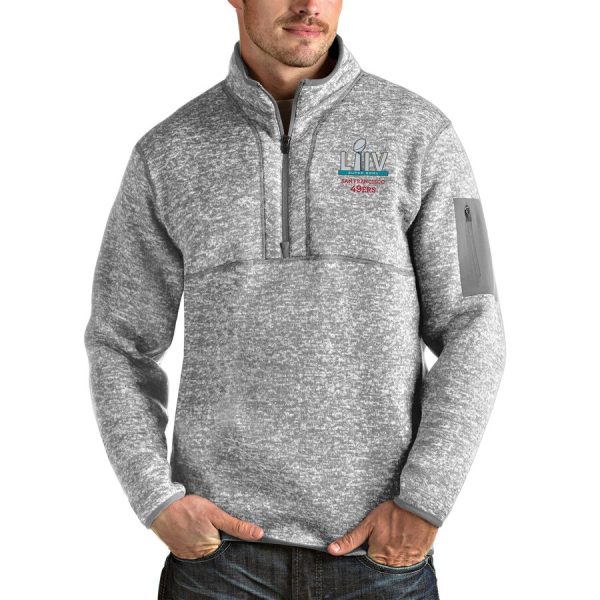 Outstanding Men's San Francisco 49ers NFL Heather Gray Super Bowl LIV Bound Fortune Quarter Zip Pullover Jacket Sports enthusiasts Seize the opportunity Order your Cardinals jersey