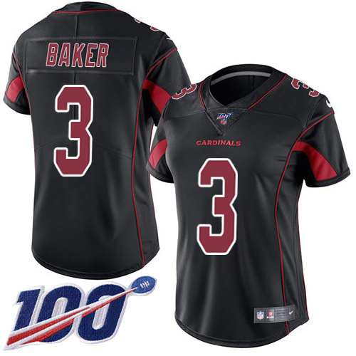 Exceptional Cardinals #3 Budda Baker Black Women's Stitched NFL Limited Rush 100th Season Jersey Limited stock Order now to show your love for the Cardinals