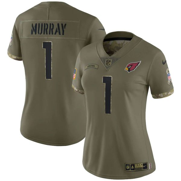 Superb Arizona Cardinals #1 Kyler Murray Women's 2022 Salute To Service Limited Jersey Olive Limited stock Order now to show your love for the Cardinals