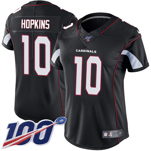 Top notch Cardinals #10 DeAndre Hopkins Black Alternate Women's Stitched NFL 100th Season Vapor Untouchable Limited Jersey Retailers boost your inventory Order these popular Cardinals jerseys