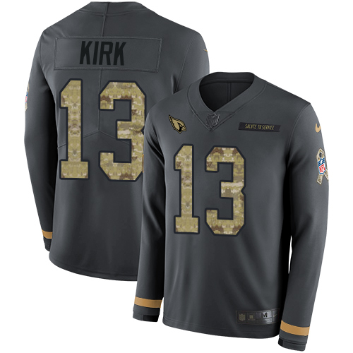 Premium Cardinals #13 Christian Kirk Anthracite Salute to Service Youth Stitched NFL Limited Therma Long Sleeve Jersey Act fast Only a few left Secure your Cardinals jersey today