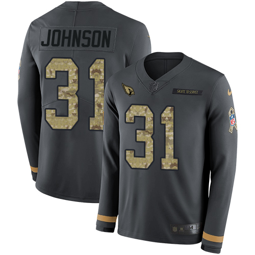 Outstanding Cardinals #31 David Johnson Anthracite Salute to Service Youth Stitched NFL Limited Therma Long Sleeve Jersey Retailers boost your inventory Order these popular Cardinals jerseys
