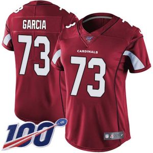 First rate Cardinals #73 Max Garcia Red Team Color Women's Stitched NFL 100th Season Vapor Untouchable Limited Jersey With high demand Order now to wear your Cardinals pride