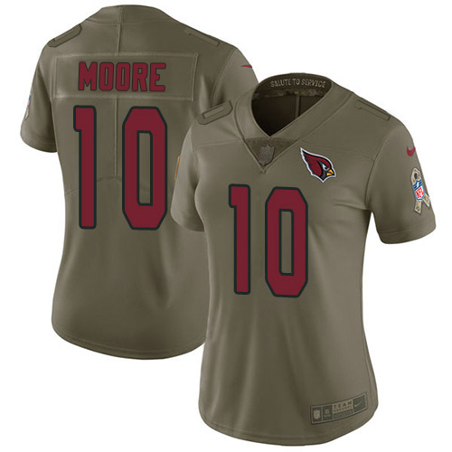 Top notch Cardinals #10 Chris Moore Olive Women's Stitched NFL Limited 2017 Salute To Service Jersey Sports enthusiasts Seize the opportunity Order your Cardinals jersey