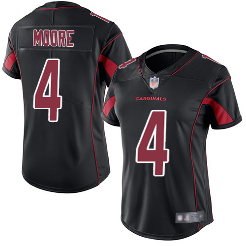 First rate Cardinals #4 Rondale Moore Black Women's Stitched NFL Limited Rush Jersey Collectors this is a must have Add this Cardinals jersey to your collection