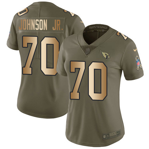 Spectacular Cardinals #70 Paris Johnson Jr. Olive/Gold Women's Stitched NFL Limited 2017 Salute To Service Jersey Retailers boost your inventory Order these popular Cardinals jerseys