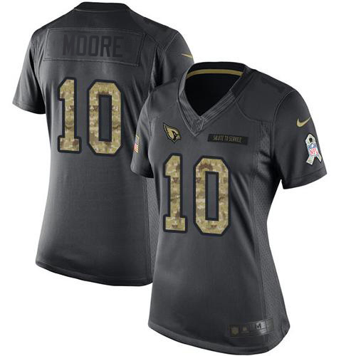 Marvelous Cardinals #10 Chris Moore Black Women's Stitched NFL Limited 2016 Salute to Service Jersey Retailers boost your inventory Order these popular Cardinals jerseys