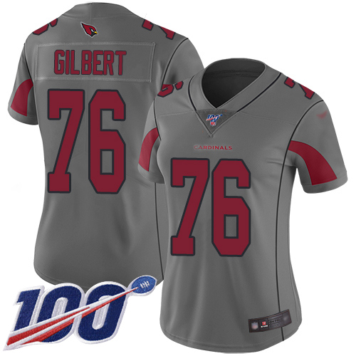 Premium Cardinals #76 Marcus Gilbert Silver Women's Stitched NFL Limited Inverted Legend 100th Season Jersey Retailers boost your inventory Order these popular Cardinals jerseys