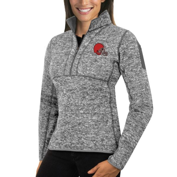 Superb Cleveland Browns Antigua Women's Fortune Half Zip Sweater Heather Gray Sports fans this is your chance Order soon to support the Cardinals