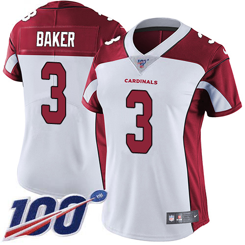 Spectacular Cardinals #3 Budda Baker White Women's Stitched NFL 100th Season Vapor Untouchable Limited Jersey Collectors this is a must have Add this Cardinals jersey to your collection