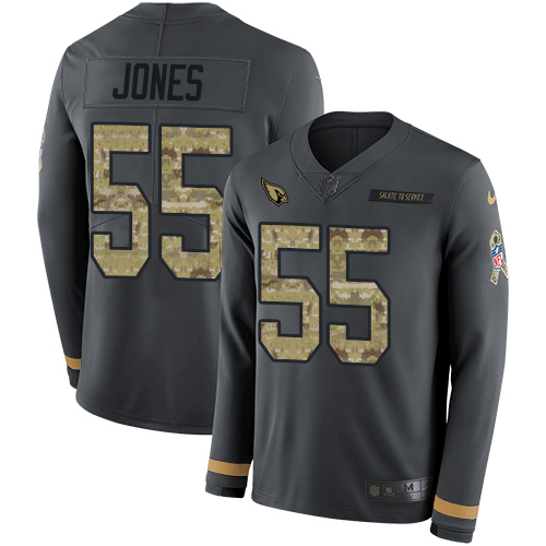 Premium Cardinals #55 Chandler Jones Anthracite Salute to Service Youth Stitched NFL Limited Therma Long Sleeve Jersey Sports fans this is your chance Order soon to support the Cardinals