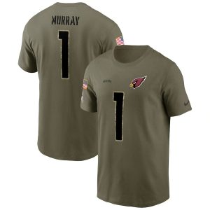 Exquisite Arizona Cardinals #1 Kyler Murray  2022 Salute To Service Name & Number T Shirt   Olive Act fast Only a few left Secure your Cardinals jersey today