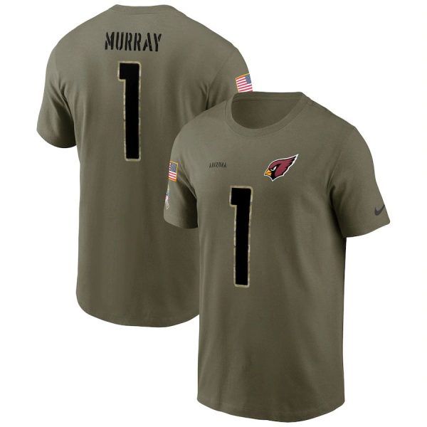 Exquisite Arizona Cardinals #1 Kyler Murray 2022 Salute To Service Name & Number T Shirt Olive Act fast Only a few left Secure your Cardinals jersey today