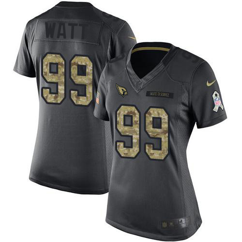 Premium Cardinals #99 J.J. Watt Black Women's Stitched NFL Limited 2016 Salute to Service Jersey Act fast Only a few left Secure your Cardinals jersey today