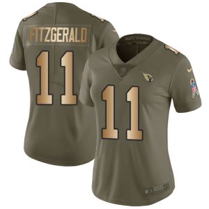 Exquisite Cardinals #11 Larry Fitzgerald Olive/Gold Women's Stitched NFL Limited 2017 Salute to Service Jersey Limited stock Order now to show your love for the Cardinals